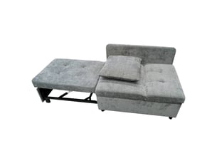 Canapé 2 places, avec fonction couchage, dossier réglable, en tissu effet lin, coloris gris, l177 x p68 x h65 cm, gain de place
