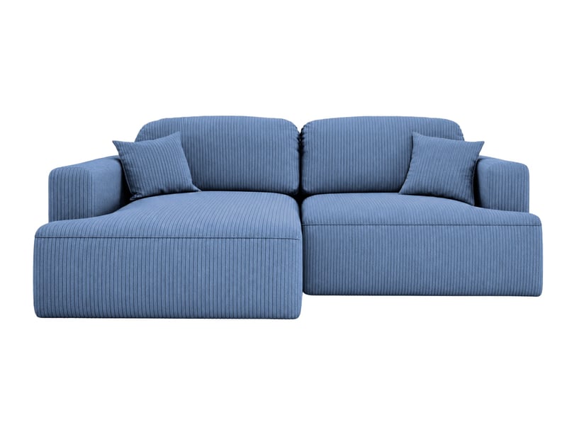 Chiara - canapé d'angle convertible petit velours côtelé 4 places bleu gauche - Conforama A