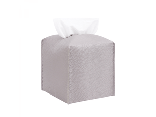 Boîte à mouchoirs carrée en cuir pour salle de bain, coiffeuse, table de chevet, bureau (12,7 x 12,7 x 12,7 cm, gris)