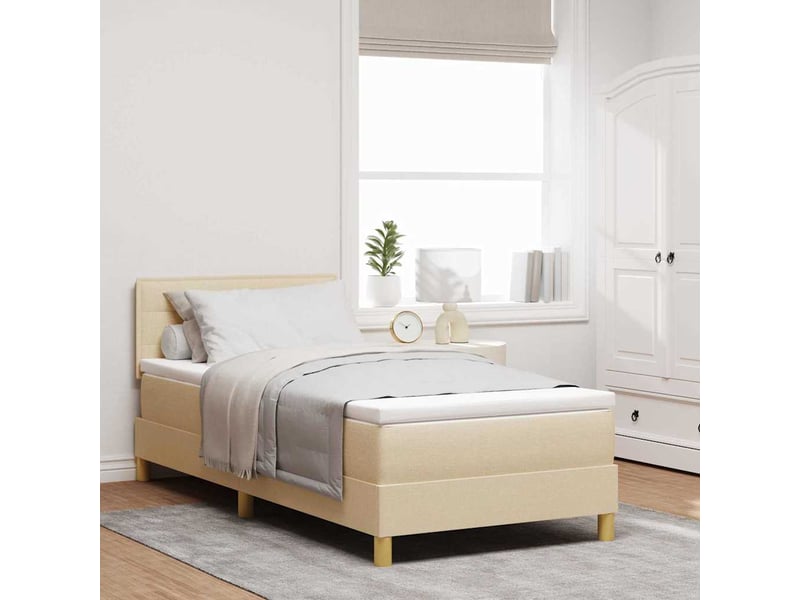  Lit adulte, lit simple, lit à ressorts avec coussin crème 100x200cm tissu cf16779  - Conforama B