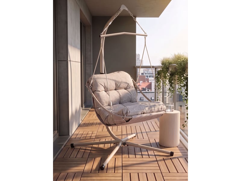  Fauteuil suspendu avec support alghero métal beige  - Conforama B