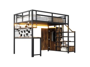 Lit mezzanine 140x200 cm MEUBLIV coloris noir
