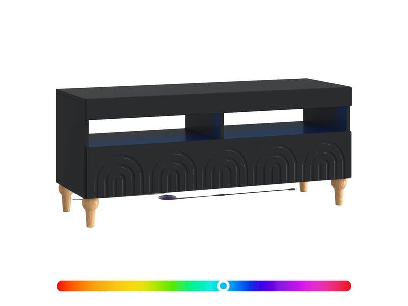 Meuble tv - banc tv - meuble de rangement led noir bois d'ingénierie - Conforama C
