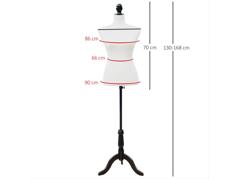  Torse de mannequin, buste de couture, mannequin de vitrine, mousse, bois, métal, blanc  - Conforama E