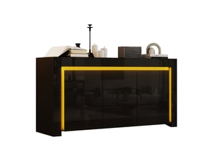 Buffet 2 porte(s) 3 tiroir(s) <strong>BEAOK</strong> <strong></strong> - 140 cm coloris noir
