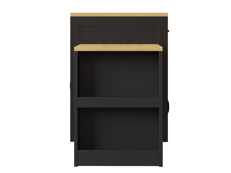  Buffet cuisine scandinave blanc et noir avec led - table extensible, 2 tiroirs, 4 portes, meuble moderne  - Conforama E