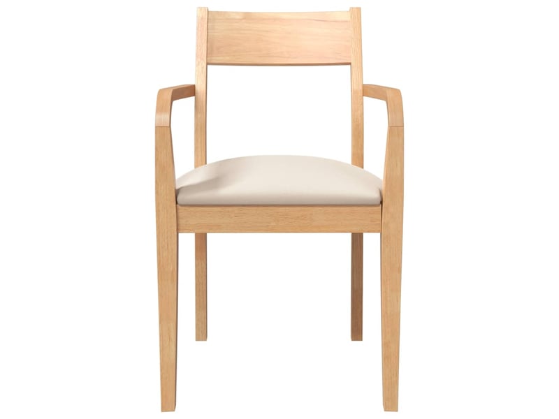  Lot de 2 chaise à manger, sièges de cuisine coussins naturel bois massif caoutchouc  - Conforama E