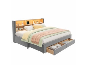 Lit extensible 90x200 cm <strong>MAISENTIEL</strong>  <strong></strong> coloris gris