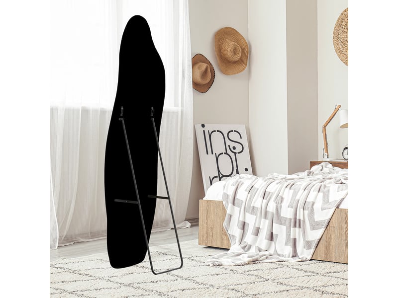  Miroir sur pied - 160x50cm - design irrégulier - cadre velours - miroir psyché pleine longueur incassable - noir  - Conforama D