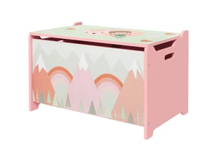 Coffres à jouets pour enfants de 3 à 8 ans, boîtes de rangement avec 2 poignées et motif renard, 60 x 37 x 39 cm, rose