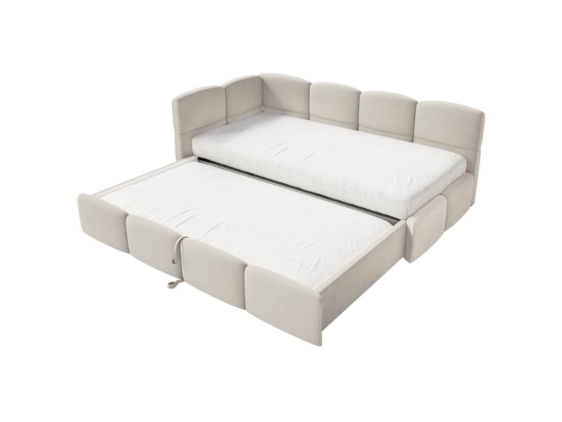 Selsey cloudy - lit rembourré - 170x185 cm - velours beige clair - côté gauche Cloudy - Conforama D
