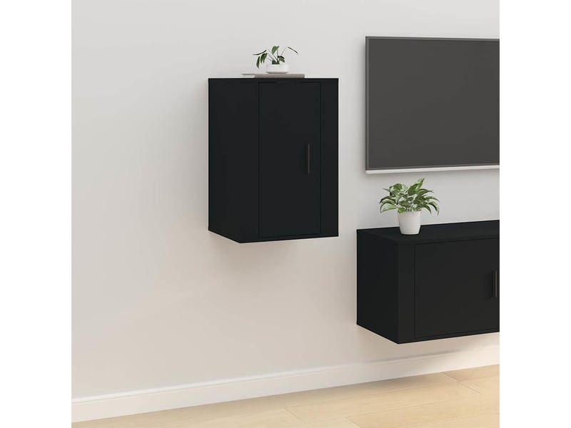  Lot de 2 meuble tv mural, meuble tv suspendu noir 40x34,5x60 cm  - Conforama C