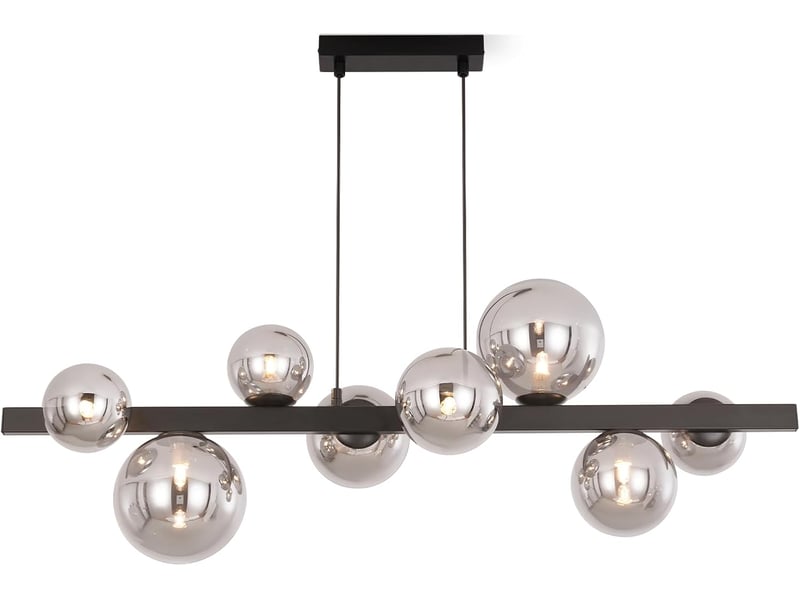 Zmh suspension salle à 8 flammes g9 boule de verre rétro 174 cm lampe à suspendre pour cuisine  - Conforama A