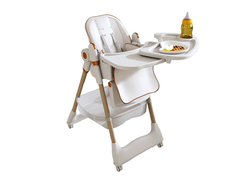  Chaise haute bébé pliable réglable 76x53x90 cm avec plateau amovible et harnais de sécurité blanche  - Conforama A