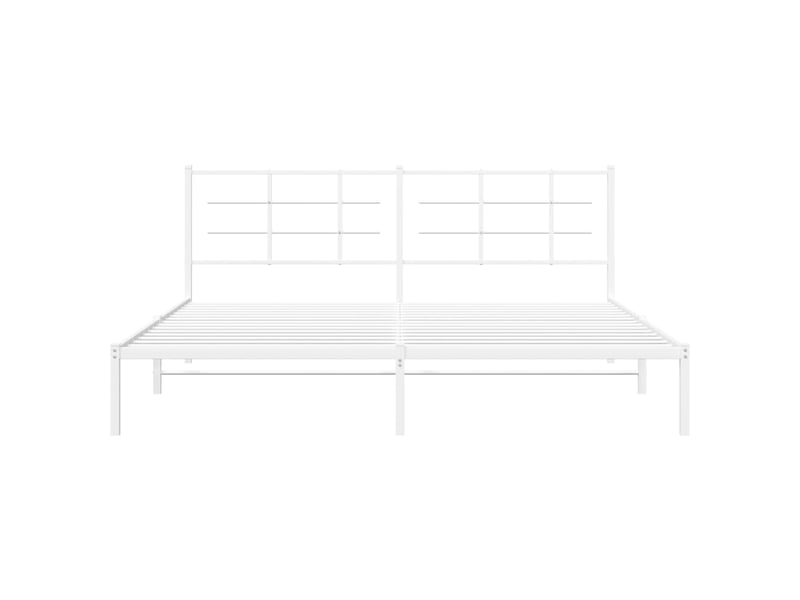  Lit double- lit adulte -  cadre de lit métal sans matelas et tête de lit blanc 200x200 cm  - Conforama D