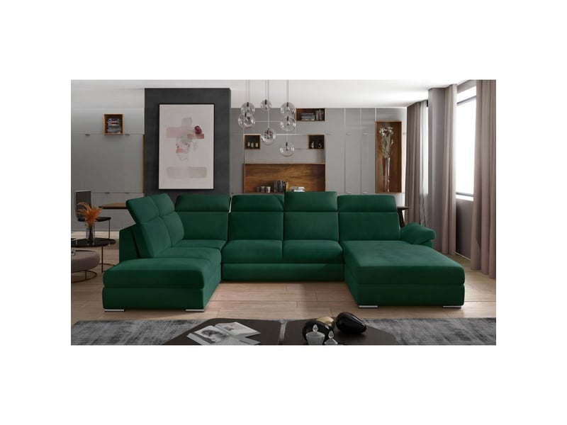  Canapé panoramique convertible majesta 5 places vert foncé – angle droit  - Conforama B