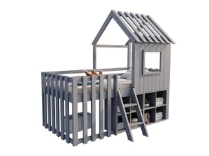 Lit cabane 90x200 cm BEAOK   coloris gris