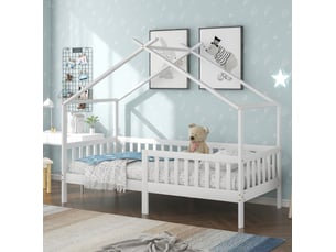 Lit cabane 90x200 cm <strong>MODENUIT </strong>  <strong></strong> coloris blanc