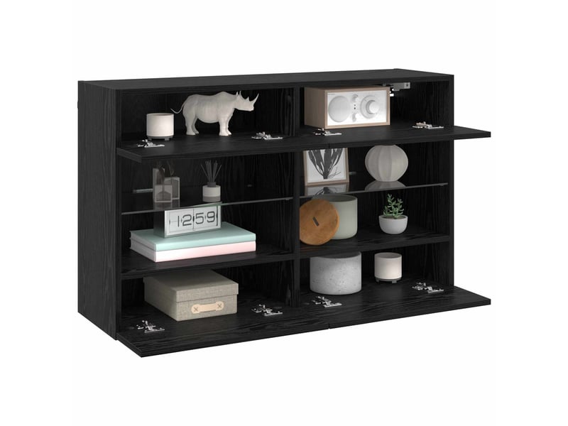 Meuble tv - banc tv - meuble de rangement mural 98,5 x 30 x 60,5 cm chêne noir - Conforama C