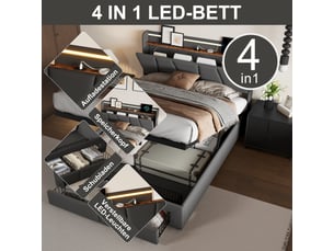Lit coffre 160x200 cm YELENARO coloris gris