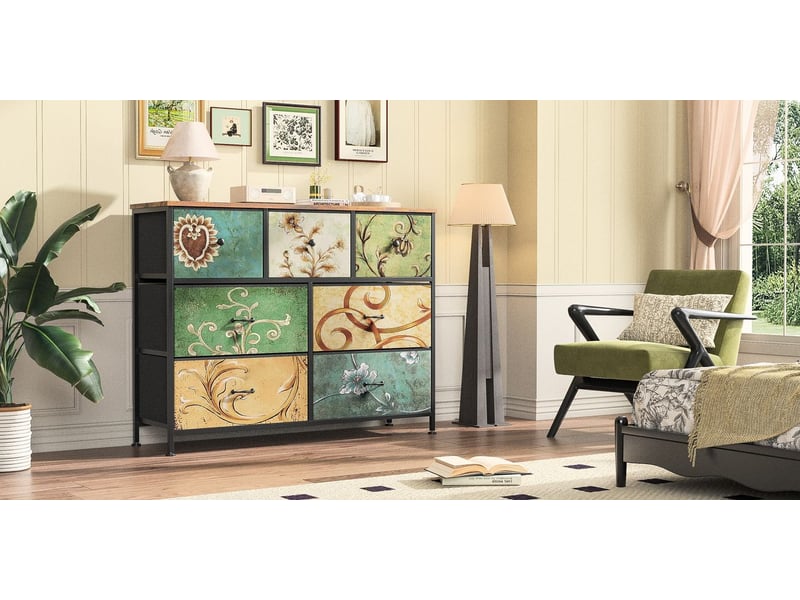  Meuble de rangement style rétro américain finition peinte grande capacité rangement multicouche  - Conforama B