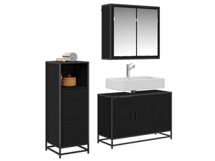 Ensemble de mobilier de salle de bain 3 pièces chêne noir cf64460