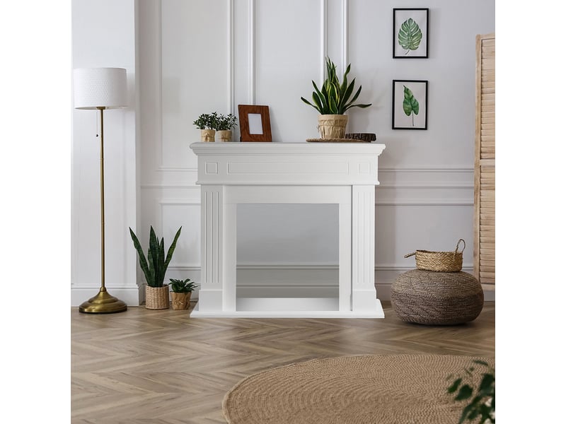 Cambridge - cadre de cheminée 110 x 100 x 36 cm, revêtement décoratif en mdf blanc - Conforama B