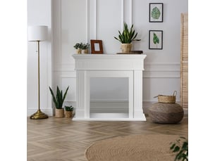 Cambridge - cadre de cheminée 110 x 100 x 36 cm, revêtement décoratif en mdf blanc