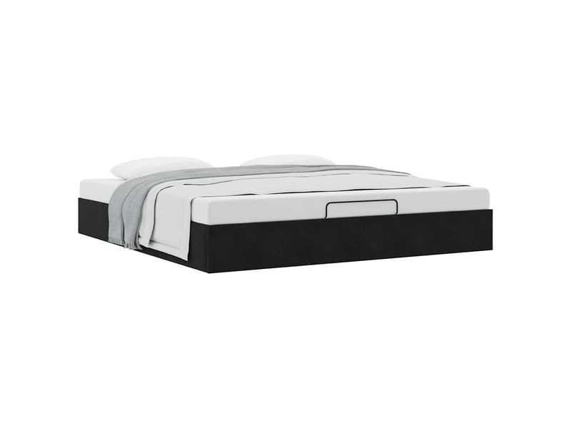 Lit adulte, lit double, cadre de lit ottoman sans matelas noir 200x200cm velours cf10439 - Conforama E