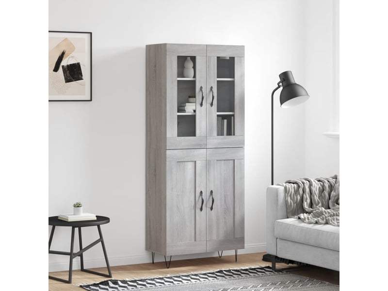 Buffet haut - bahut - meuble de rangement sonoma gris 69,5x34x180 cm bois d'ingénierie  - Conforama B