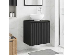 Vanité de lavabo mural, meuble de rangement noir 49.5x35x63 cm bois d'ingénierie