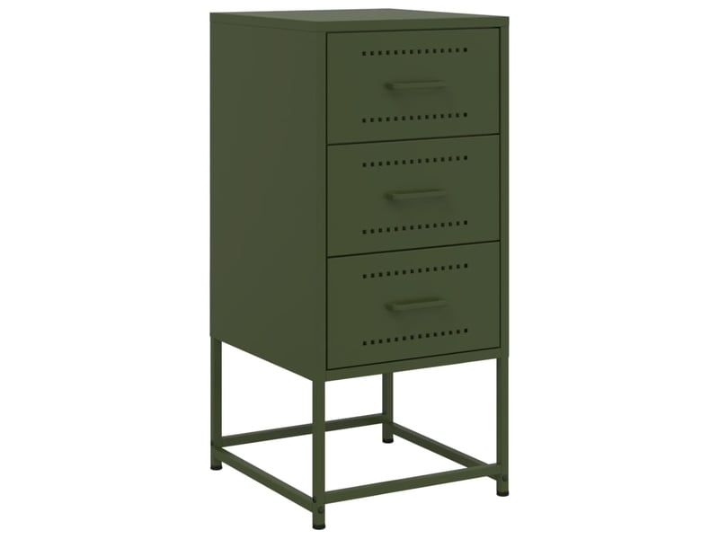  Lot de 2 tables de chevet - cabinet de chevet - table de nuit vert olive 36x39x78 cm acier  - Conforama D