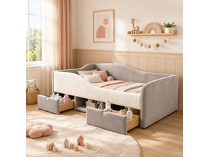 Lit avec rangement 90x190 cm <strong>CHICFURN</strong> <strong></strong> coloris gris