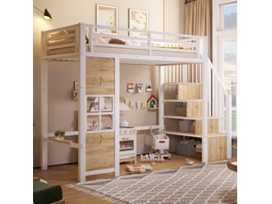 Lit mezzanine 90x200 cm <strong>HAUSS SPOLE</strong> <strong></strong> coloris blanc