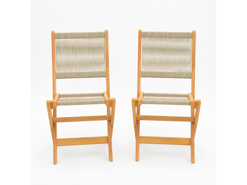  Chaise de jardin pliante 48x55,5x88 cm dossier tressé bois beige et naturel  - Conforama A