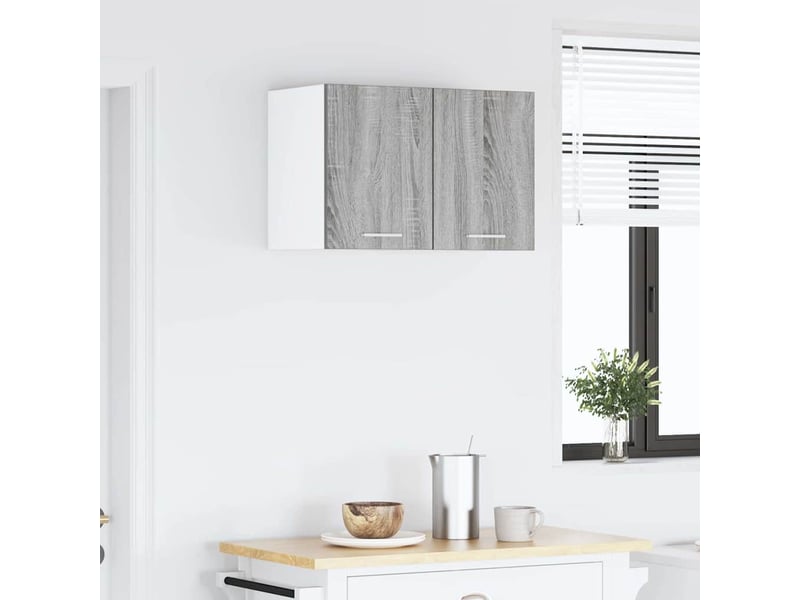  Armoire suspendue 2 pcs gris sonoma et blanc bois d'ingénierie shl3260  - Conforama D