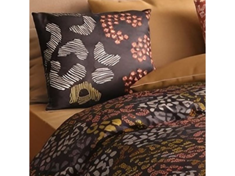  Parure housse de couette 260x240cm + 2 taies motif graphique brun et corail 100% coton - lilwen LILWEN - Conforama D