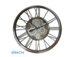 Horloge murale fabrilamp turin 86 x 86 cm nickel engrenages mobiles