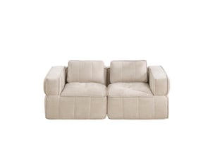Canapé 2 places modulable 198 cm, assise profonde, mousse haute densité 32d, tissu polyester, sans montage, beige