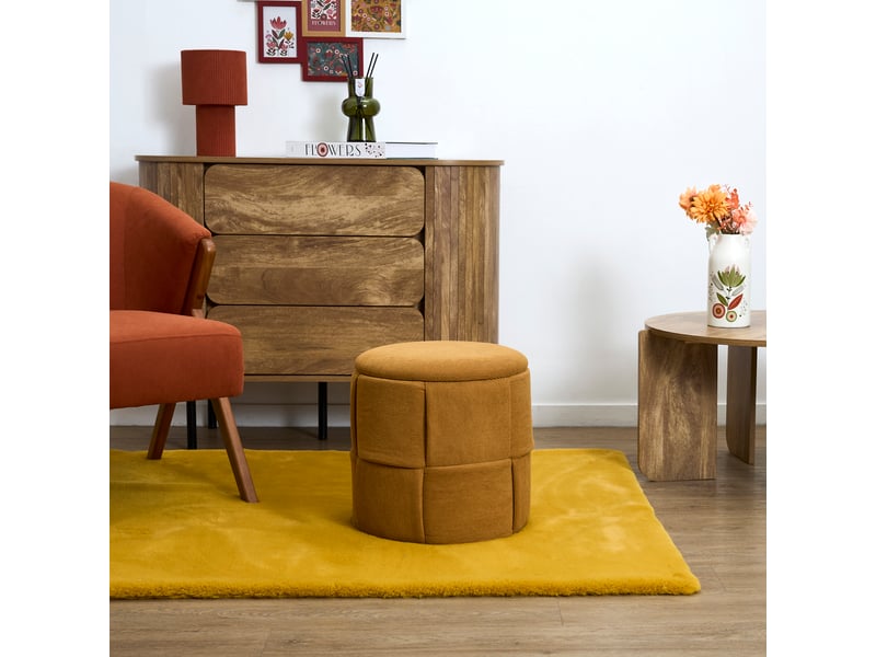 Pouf - home deco factory - jules - rangement - tressé - jaune  - Conforama E