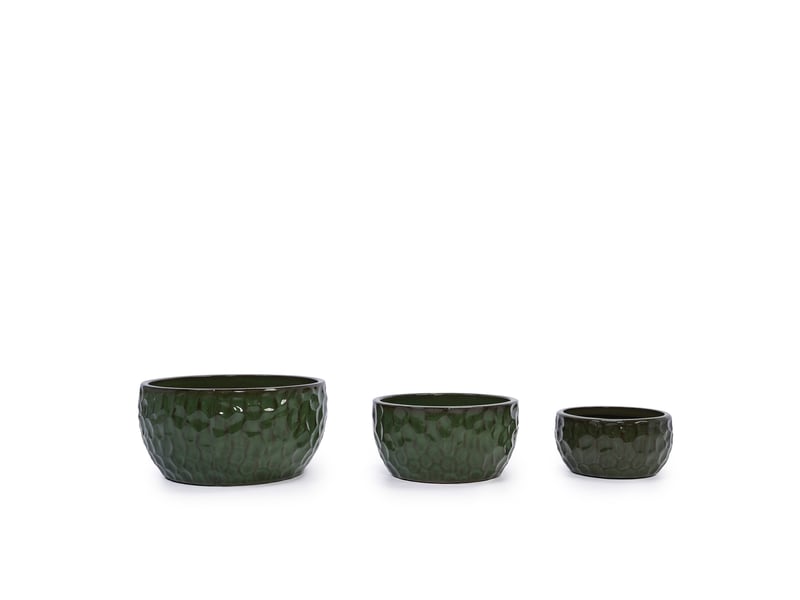  Lot de 3 pots de fleurs faits main en céramique ø 38,130,525,4 cm – vert antique – drainage intégré  - Conforama D