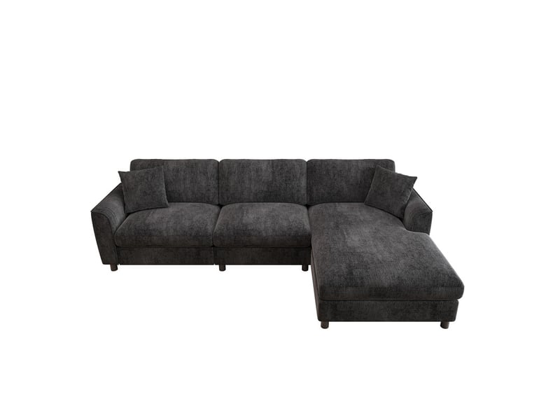  Canapé d'angle 3 places forme nuage, méridienne réversible, couchage 90cm, modulaire multifonctionnel, 256x137x79 cm, gris  - Conforama A