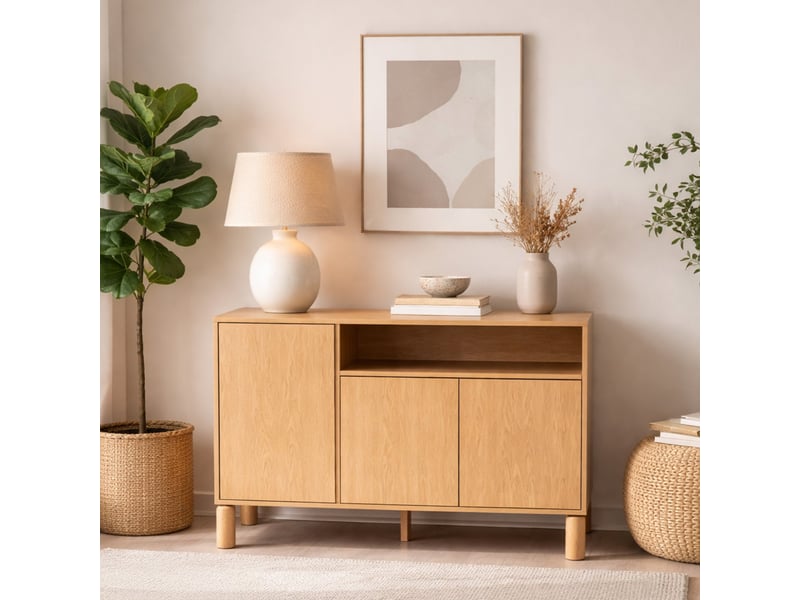 Selsey sanden - buffet à 3 portes- 140 cm - chêne bookmatch Sanden - Conforama B