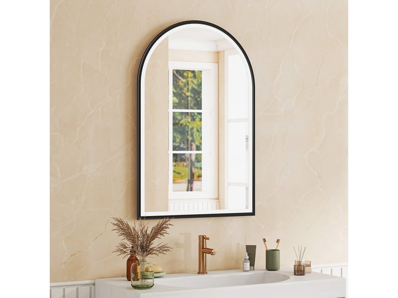  Miroir salle de bain kere led arche anti-buée réglable noir  - Conforama D