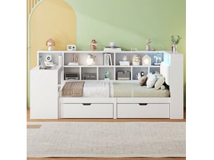 Lit avec rangement 90x200 cm OKWISH coloris blanc