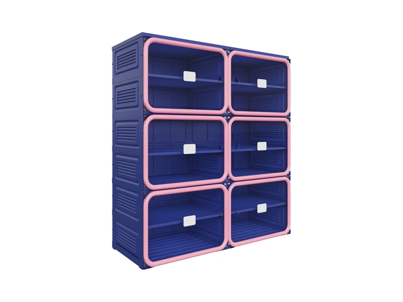  Meuble à chaussures pliable,85×34×104 cm,6 niveaux, 24 paires,porte transparente en pet,matériau pp,style moderne,bleu  - Conforama A