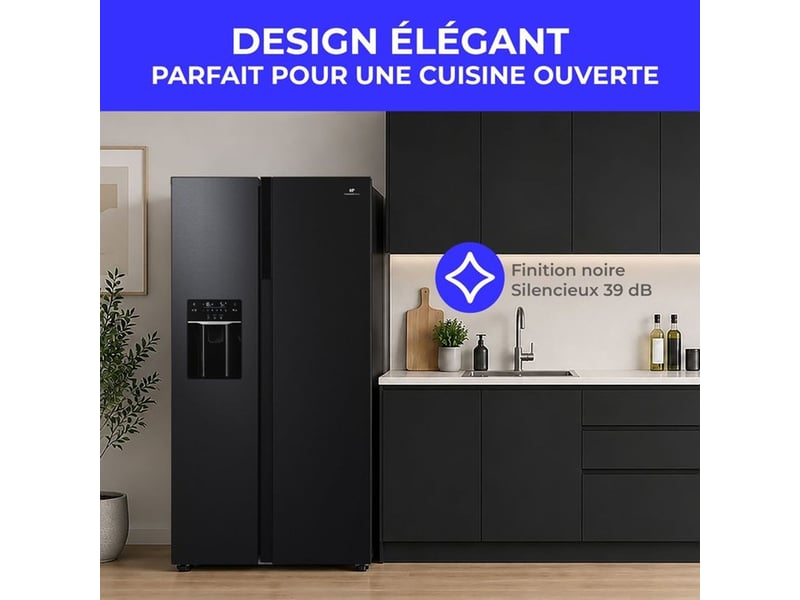  Frigo americain double porte 577l ceranf577nfbd avec distributeur eau glace CERANF577NFBD - Conforama C