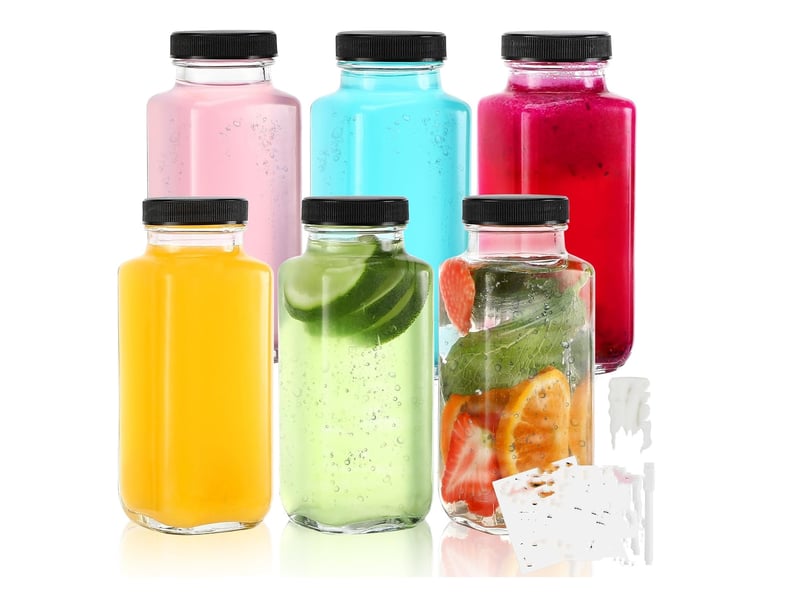  Bouteilles jus de fruit avec couvercles 6pcs  idéal pour le lait, le miel, les smoothies 500ml  - Conforama A