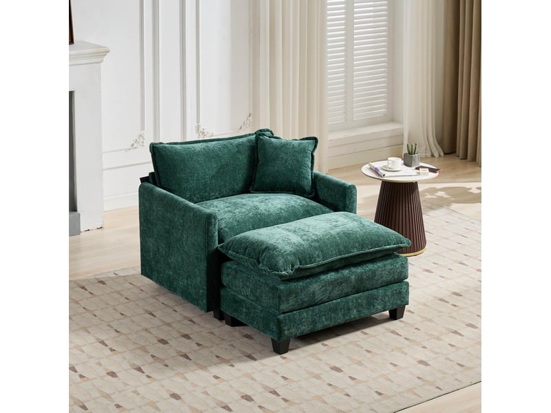 Canapé fauteuil modulable vert 1 place chenille confort douillet salon chambre homvra - Conforama B