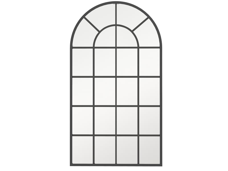  Miroir mural noir 65 x 110 cm en verre et cadre aluminium, arche élégante pour illuminer votre intérieur  - Conforama A